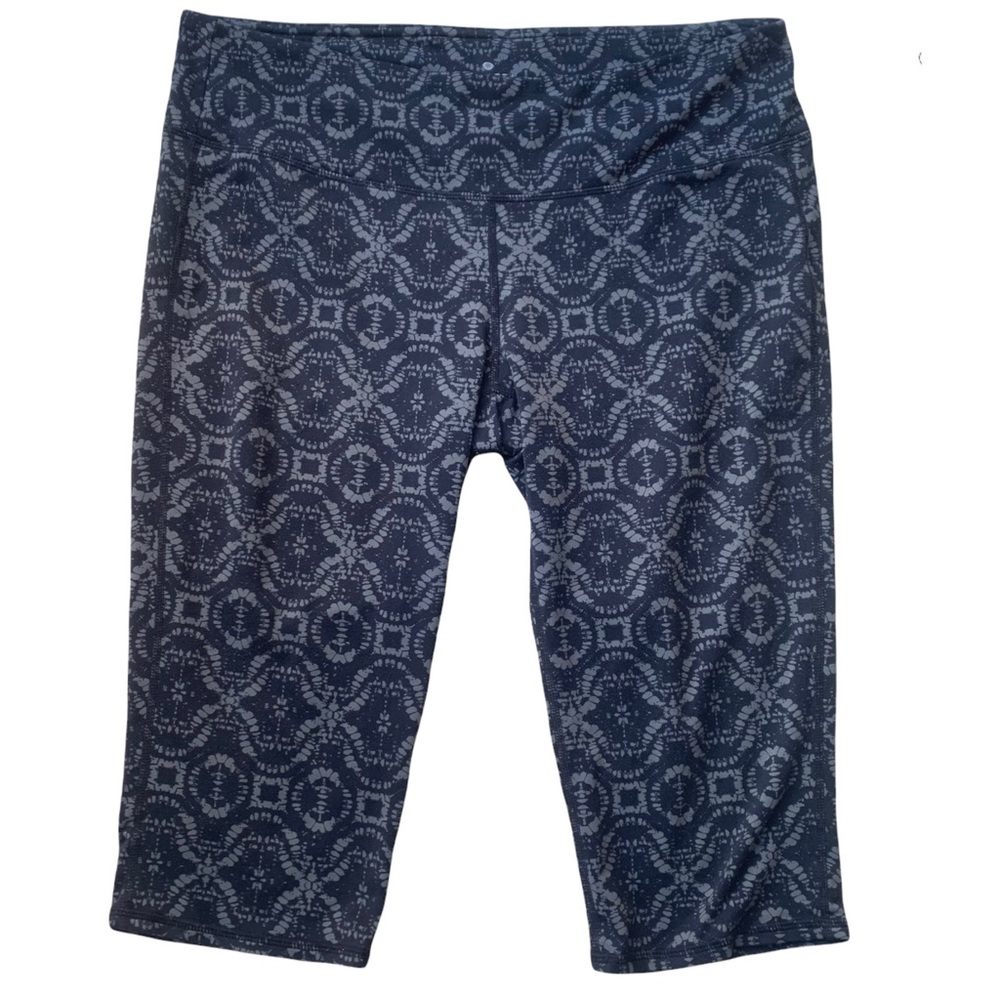 Athleta Cropped Patterned Legging Black and Gray L Large